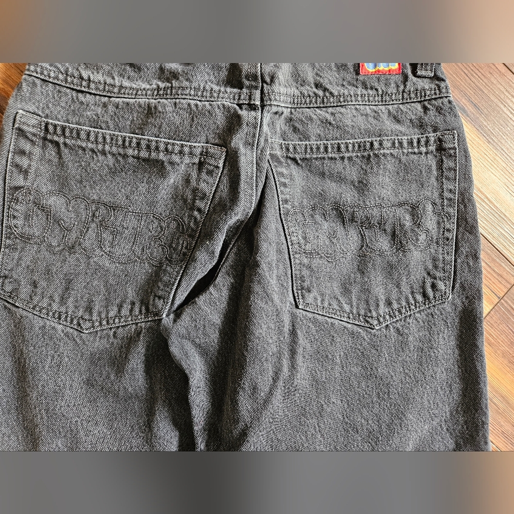 Gray Denim Jeans with Logo Patch - image 4